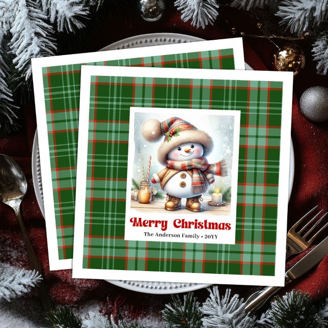 Adorable Cute Christmas Snowman Editable Napkins  (Adorable Cute Christmas Snowman Editable Napkins )