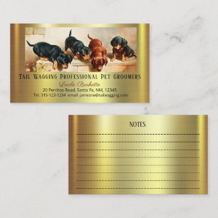 Adorable Cute Dachshund Pup Pet Grooming Chic Gold Business Card
