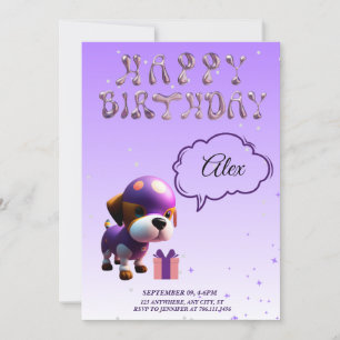 Adorable Cute Dog Children’s Birthday Party Invitation