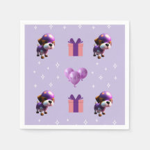 Adorable Cute Dog Children’s Birthday Party Napkin