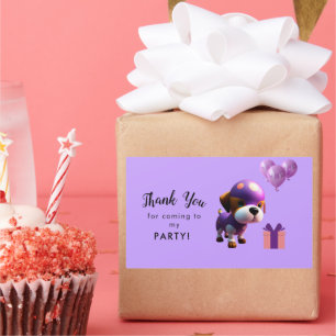 Adorable Cute Dog Children’s Birthday Party  Rectangular Sticker