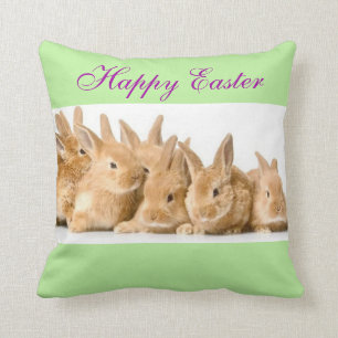 Adorable Cute Easter Bunny Rabbits Custom Colour Cushion