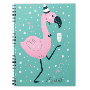 Adorable Cute Flamingos Snowflakes Notebook