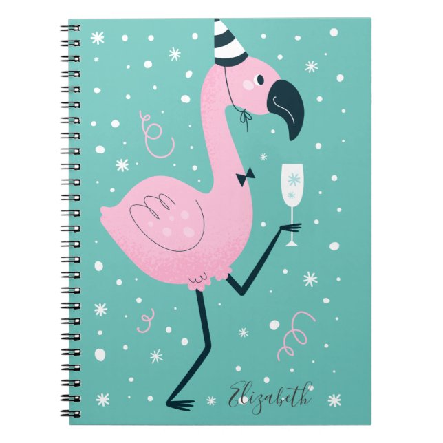 Adorable Cute Flamingos Snowflakes  Notebook (Front)
