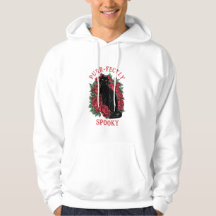 Adorable Cute Floral Black Cat Purrfectly Spooky H Hoodie
