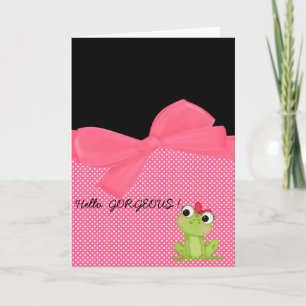 Adorable Cute Frog on Polka Dots-Hello Gorgeous Card