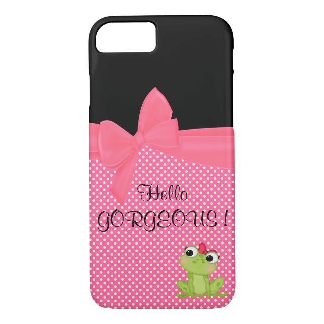 Adorable Cute Frog on Polka Dots-Hello Gorgeous Case-Mate iPhone Case (Back)