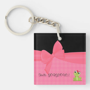 Adorable Cute Frog on Polka Dots-Hello Gorgeous Key Ring