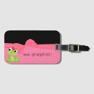 Adorable Cute Frog on Polka Dots-Hello Gorgeous Luggage Tag