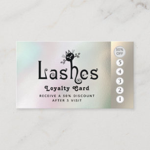 Adorable cute fun lashes cat logo loyalty card