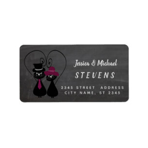 Adorable cute funny cartoon cat couple chalkboard label