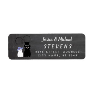 Adorable cute funny cartoon cat couple chalkboard return address label