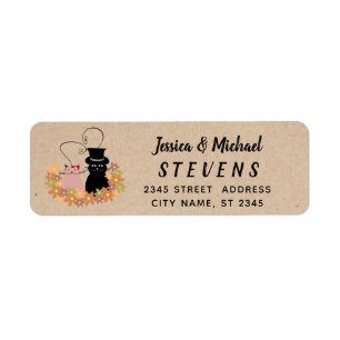 Adorable cute funny cartoon cats in love craft return address label