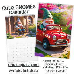 Adorable cute Garden Gnome Art  Calendar