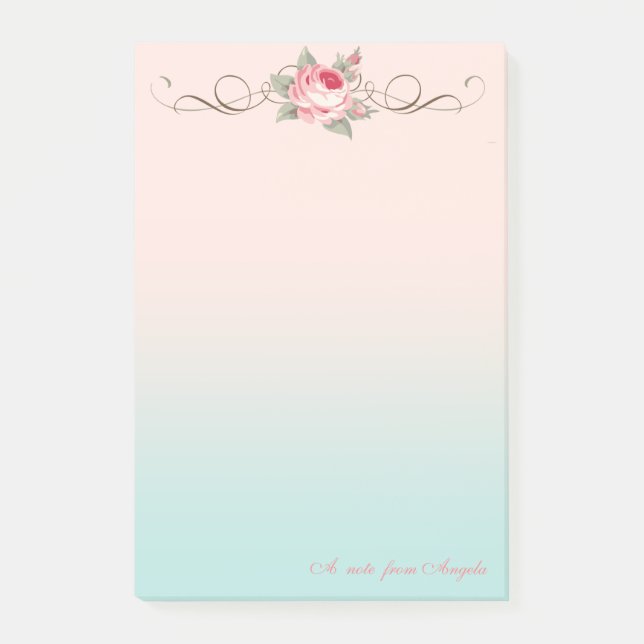 Adorable Cute Girly,Rose-Personalised Post-it Notes (Front)
