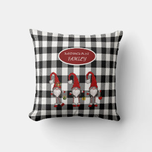 Adorable Cute Gnomes Buffalo Plaid Cushion