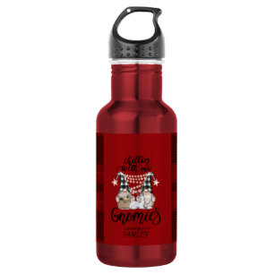 Adorable Cute Gnomes Red Buffalo Plaid 532 Ml Water Bottle
