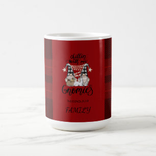 Adorable Cute Gnomes Red Buffalo Plaid Coffee Mug