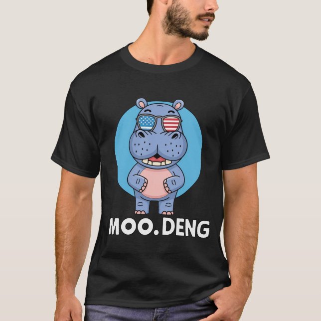 Adorable Cute Happy Baby Pygmy Hippo Moo Deng  T-Shirt (Front)