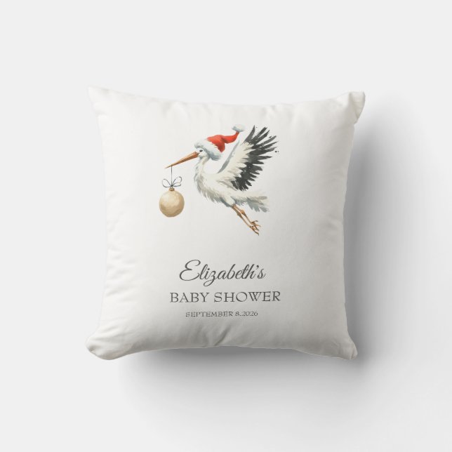 Adorable Cute Holiday Stork  Cushion (Front)