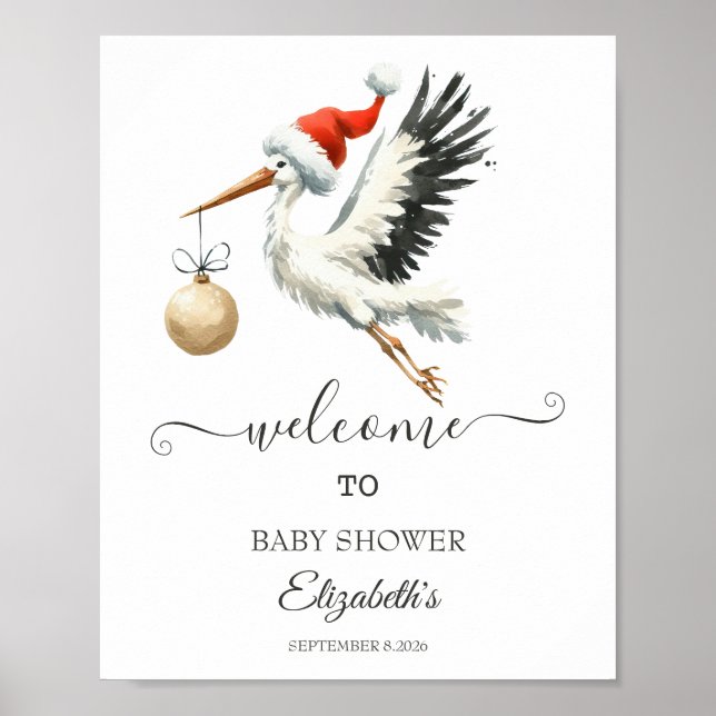 Adorable Cute Holiday Stork Poster (Front)