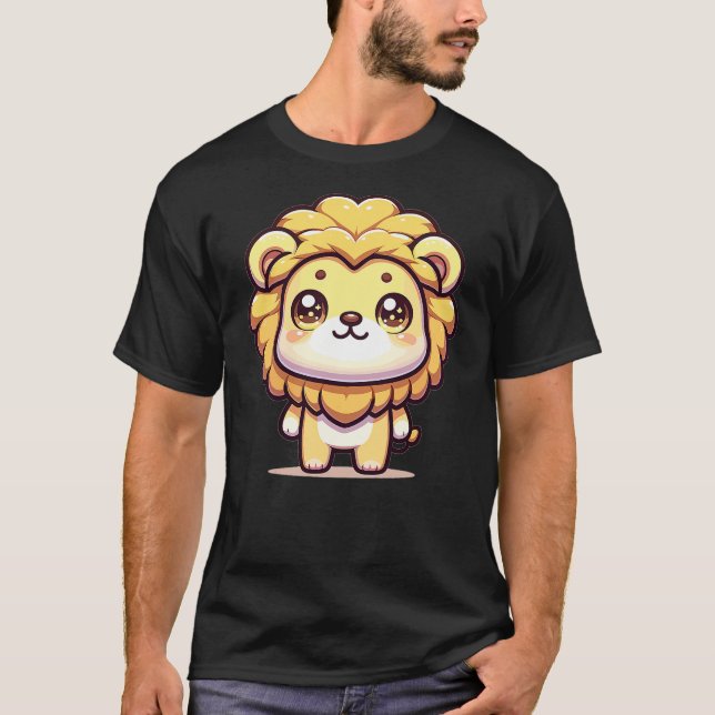 Adorable Cute Japanese Kawaii Chibi Lion T-Shirt (Front)