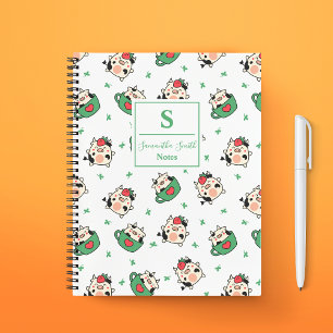 Adorable Cute Kawaii Cow Pattern Monogram Notebook