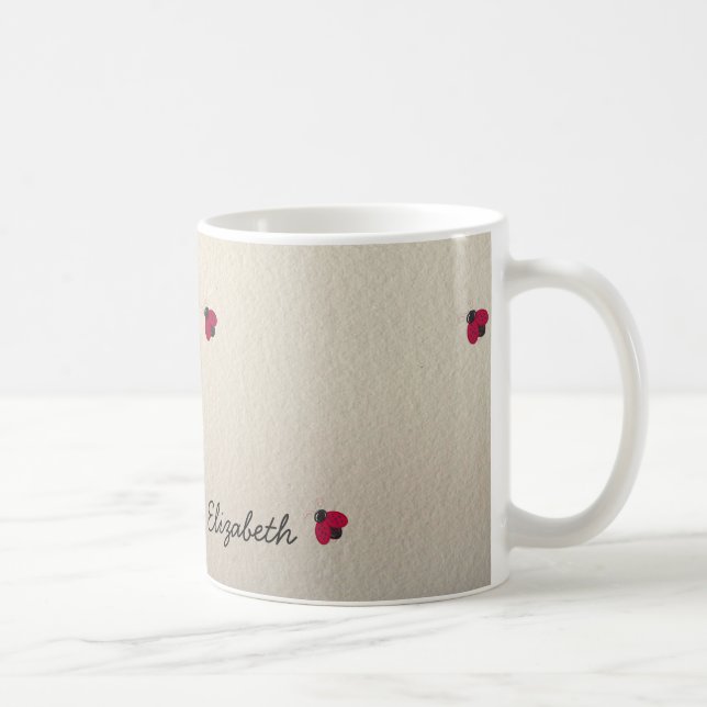 Adorable Cute ,Ladybug,Luminous-Personalised Coffee Mug (Right)