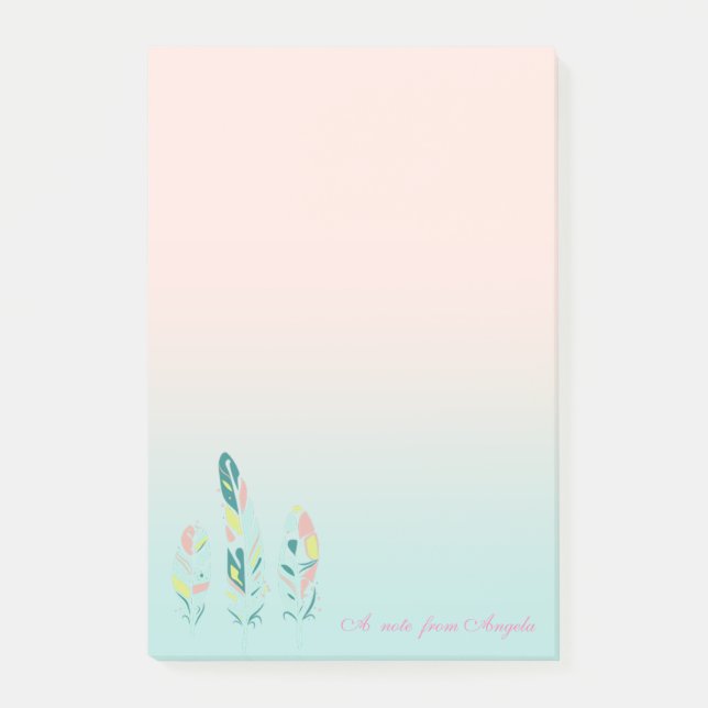 Adorable Cute  Modern Girly Feathers Post-it Notes (Front)