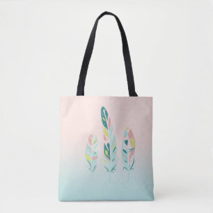 Adorable Cute Modern Girly Feathers Tote Bag