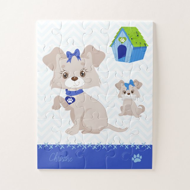 Adorable Cute Mommy Dog with Puppy Kid Jigsaw Puzzle (Vertical)