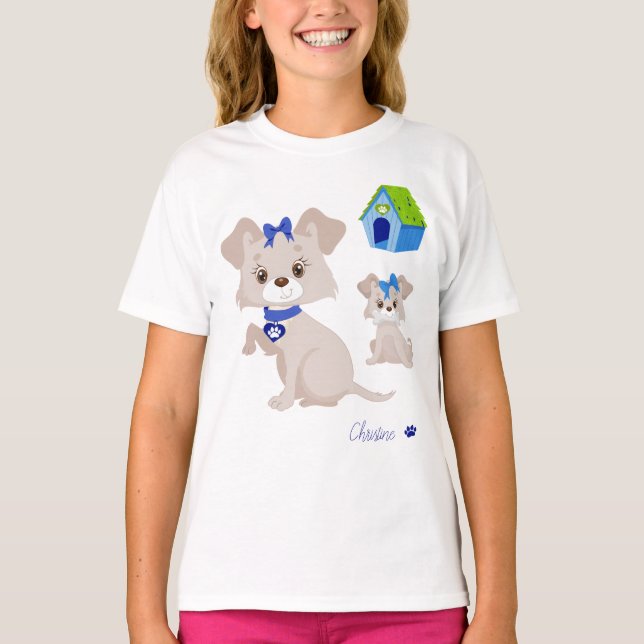 Adorable Cute Mummy Dog with Puppy Kid T-Shirt (Front)