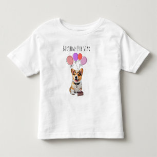Adorable Cute Must-Have Pink Corgi Birthday Girl Toddler T-Shirt