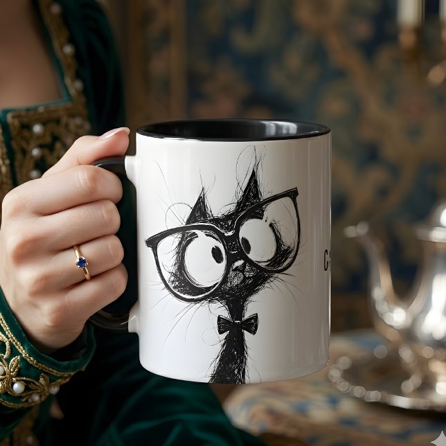 Adorable Cute Nerd Cat with Glasses Mug (Creator Uploaded)