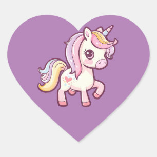 Adorable Cute Pastel Unicorn Heart Sticker