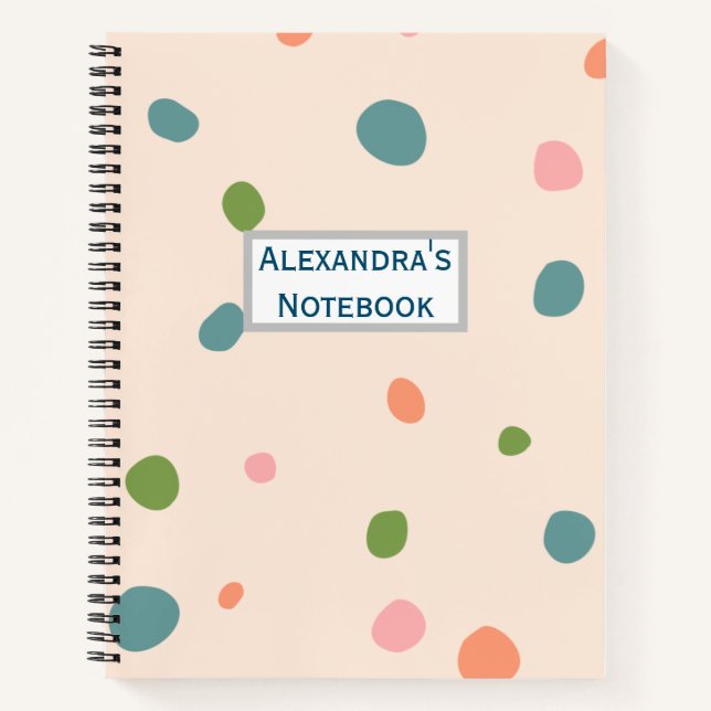 Adorable cute pattern polka dots modern chic pink notebook (Front)