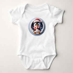 Adorable Cute Penguin Bursting Out  Baby Bodysuit