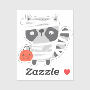 Adorable cute racoon Halloween mummy