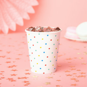Adorable Cute Rainbow Colourful Polka Dot Birthday Paper Cups