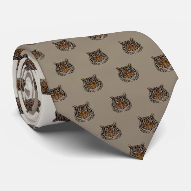 Adorable Cute ,Tiger Head,Luminous Tie (Rolled)