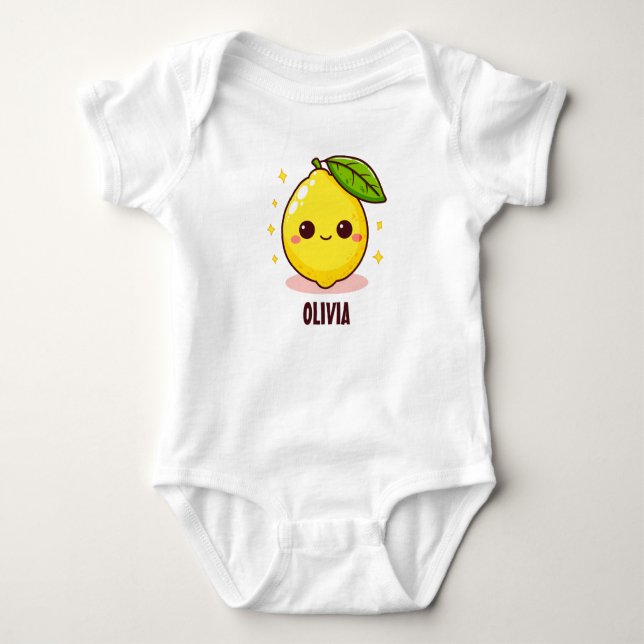 Adorable Cute Yellow Lemon Personalised Baby Bodysuit (Front)