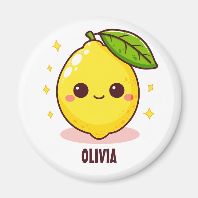 Adorable Cute Yellow Lemon Personalised Magnet (Front)