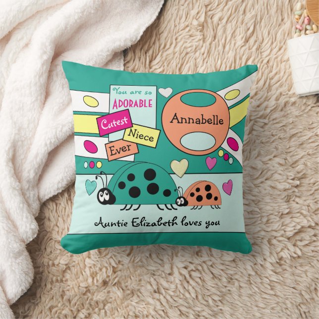Adorable cutest niece ever ladybugs green orange cushion (Blanket)