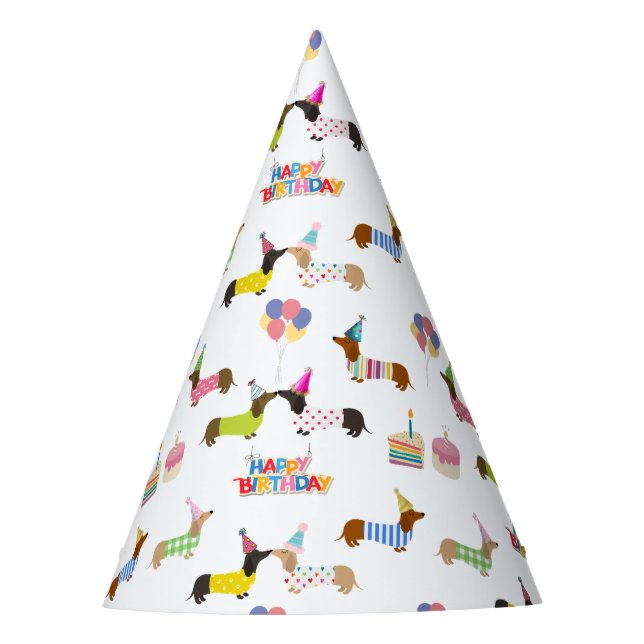 Adorable Dachshund Birthday Party Hats (Front)