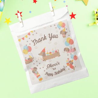 Adorable Dachshund Birthday Party Puppy Thank You Favour Bag