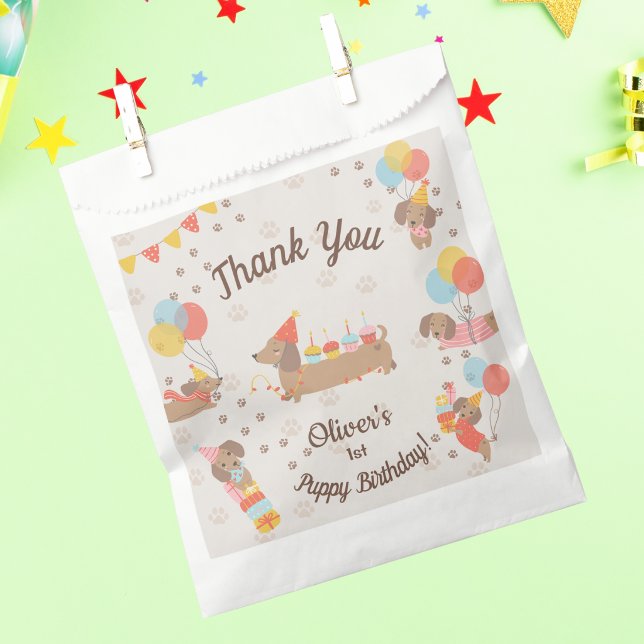 Adorable Dachshund Birthday Party Puppy Thank You Favour Bag (Creator Uploaded)