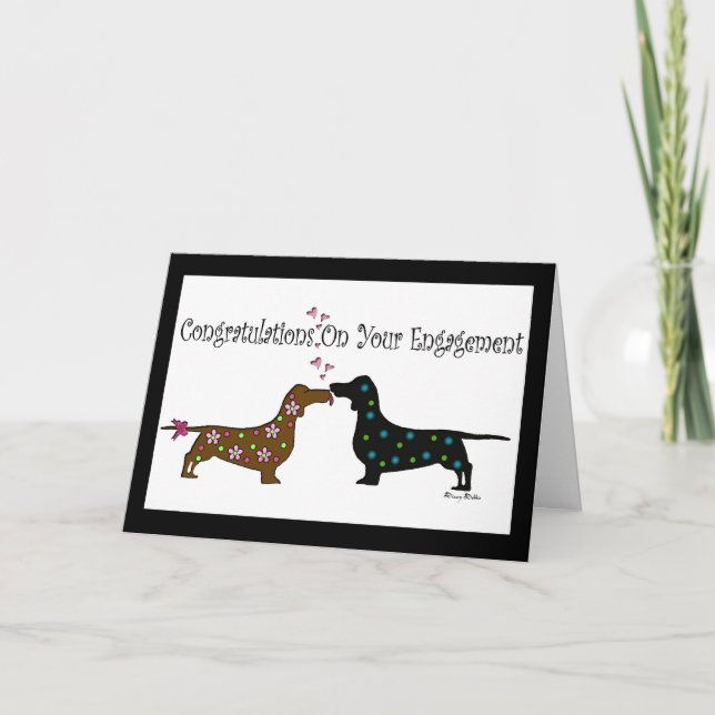 Adorable Dachshund Engagement Card (Front)