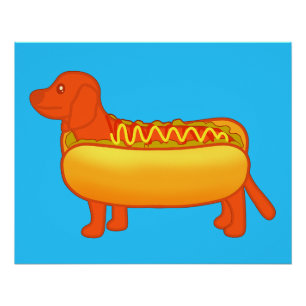 Adorable Dachshund Hot Dog Poster