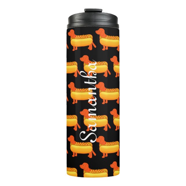  Adorable Dachshund Hot Dog Thermal Tumbler (Front)