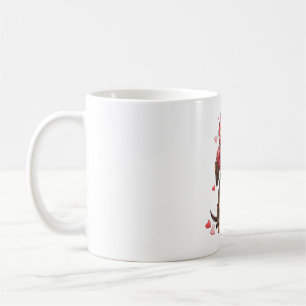 Adorable Dachshund In Heart Glasses And Polka Dot Coffee Mug
